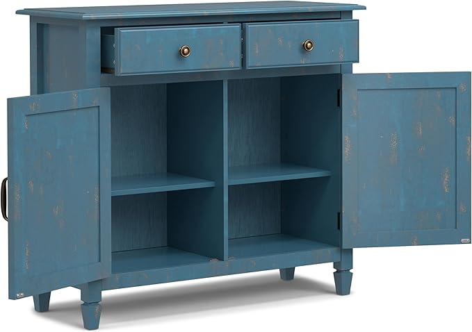 SIMPLIHOME Connaught 40-inch Wide Solid Wood Storage Cabinet in Distressed - Image 4