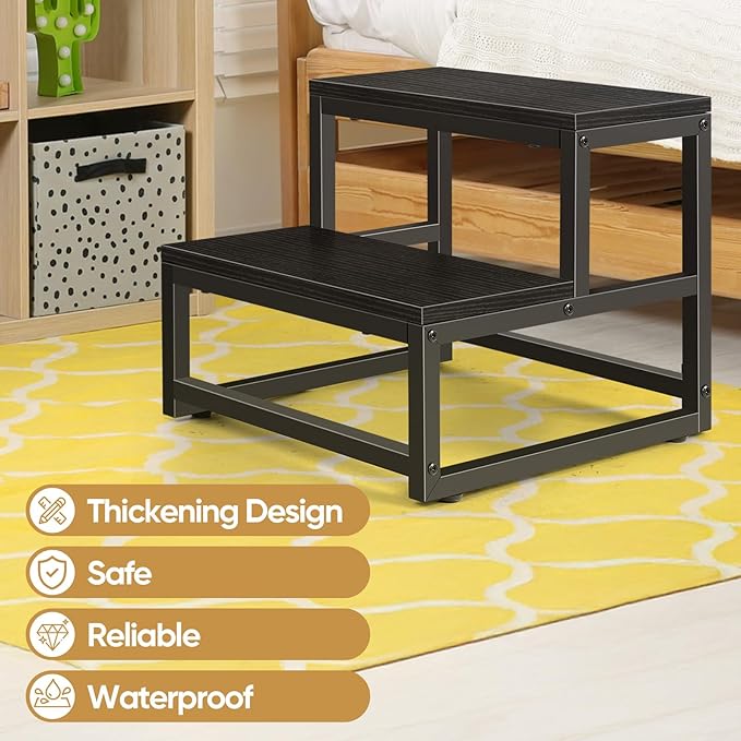 Wood and Metal 2 Step Stool for Adults & Kids – Heavy Duty Rustic Step Stools - Image 7
