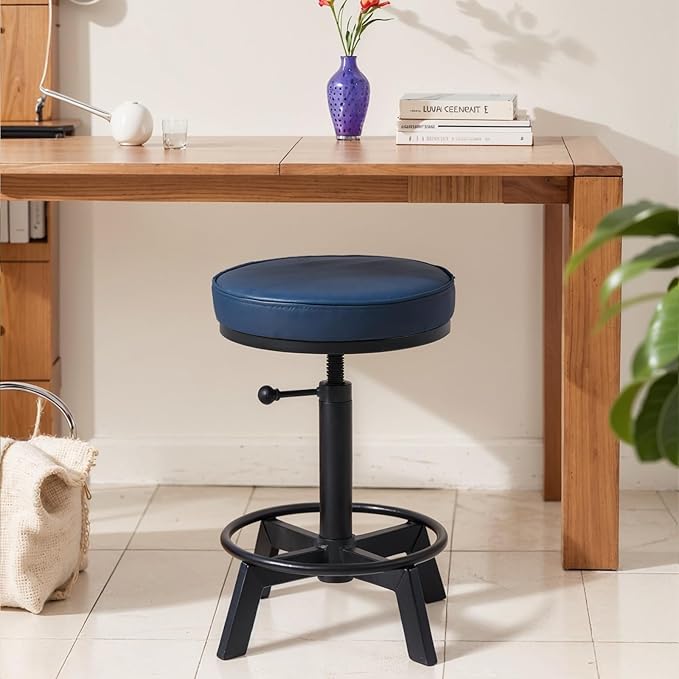 Vintage Short Bar Stools Industrial Swivel Counter Stools 17-24inch Height - Image 9