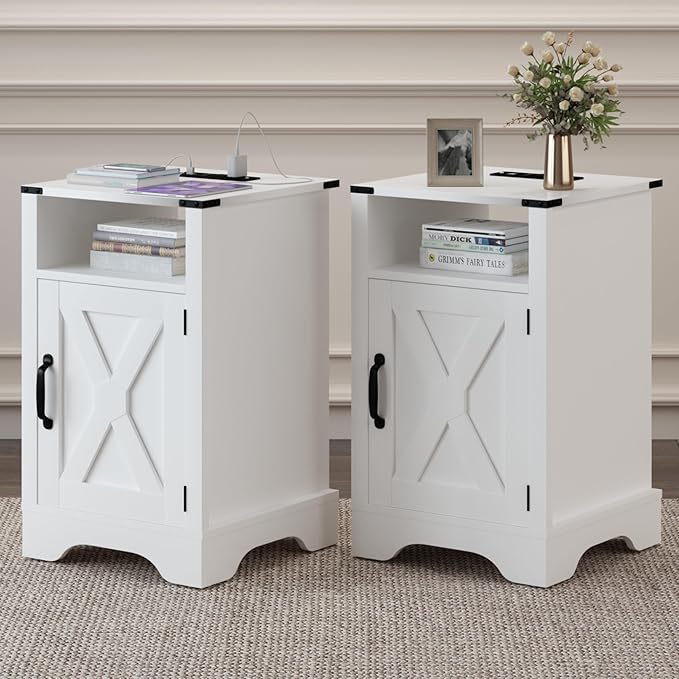RoyalCraft Farmhouse Nightstand, Tall Bedside Table - Image 7
