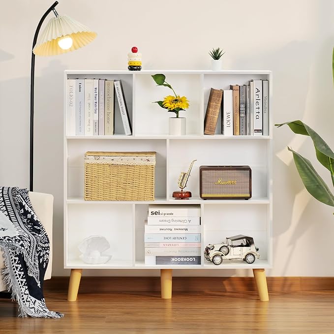 YAHARBO 8 Cube White Bookshelf, 3 Tier Book Shelf - Image 7