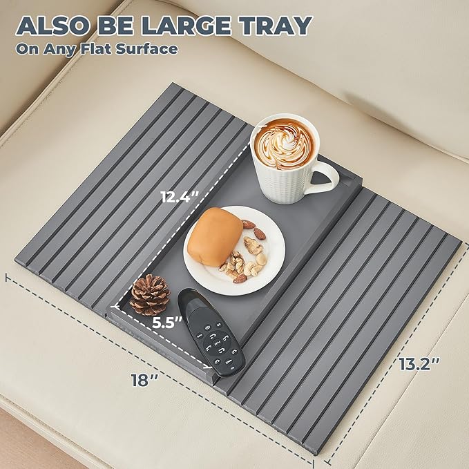 Bamboo Sofa Arm Tray, Anti Falling Couch Arm Tray Table, Foldable Couch Armrest - Image 6