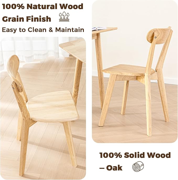 DELAVIN Soild Wood Dining Chairs Set of 2, Oak Wood Kitchen Chairs, Mid Century - Image 5