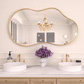 WEER Irregular Wall Mirror, 26x46 inch Gold Asymmetrical Mirror Wall Mounted by WEER