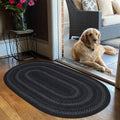 Homespice Jet Black Entryway Rug 2x3', Perfect Rustic Oval Rug by Homespice