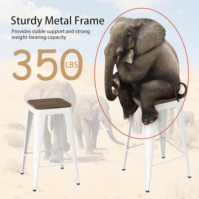26 inch Backless Bar Stools Set of 4, Indoor Metal Bar Stools - Image 6