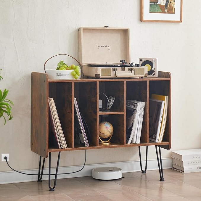 Large Brown Record Player Stand - Image 2