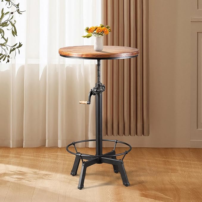 LOKKHAN 33.5-39.4 Inch Tall Industrial Bar Table-Adjustable Bar Height Bistro - Image 3