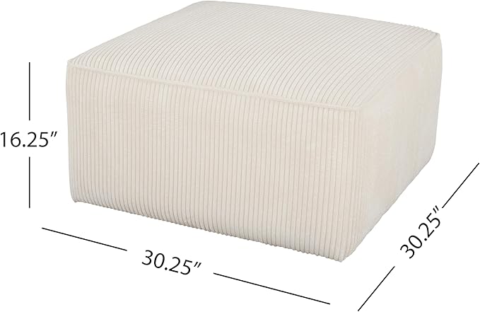 Christopher Knight Home Isa Square Ottoman Footstool, Corduroy Pouf Poufee - Image 2