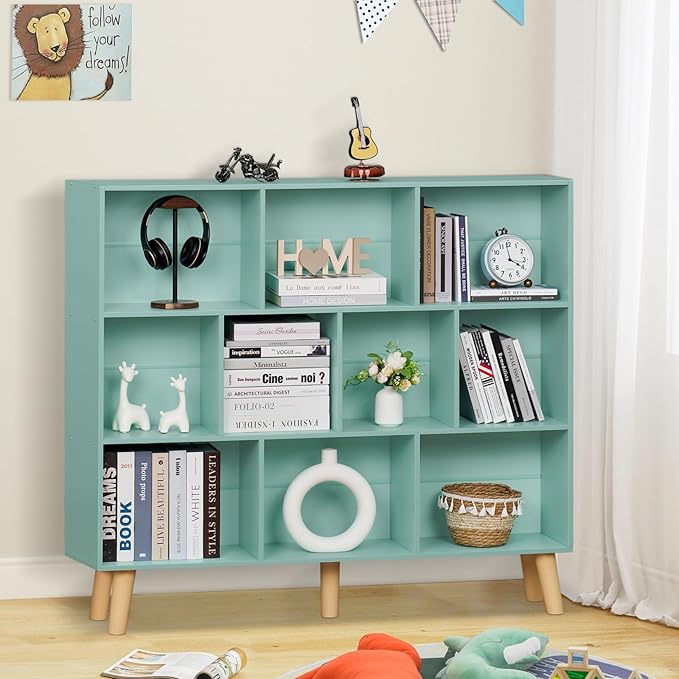 LEYAOYAO 10 Cube Bookshelf, 3 Tier Modern Wide Bookcase - Image 8