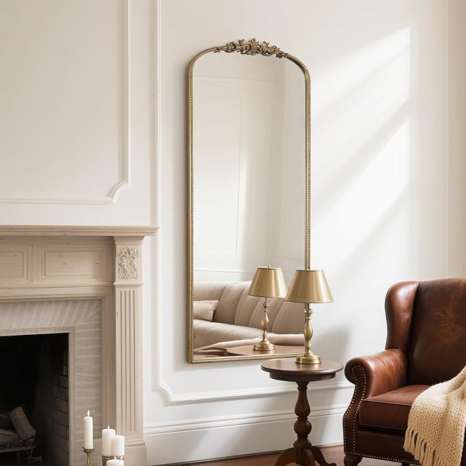 WallBeyond Arched Full Length Mirror Wall Mounted, 21x56 Inch Gold Antique - Image 4
