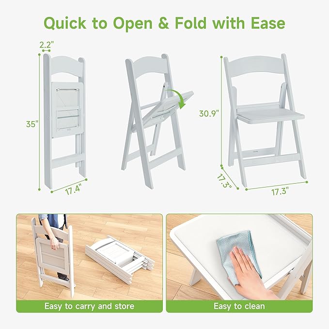 Real Relax White Resin Folding Chairs - Image 2