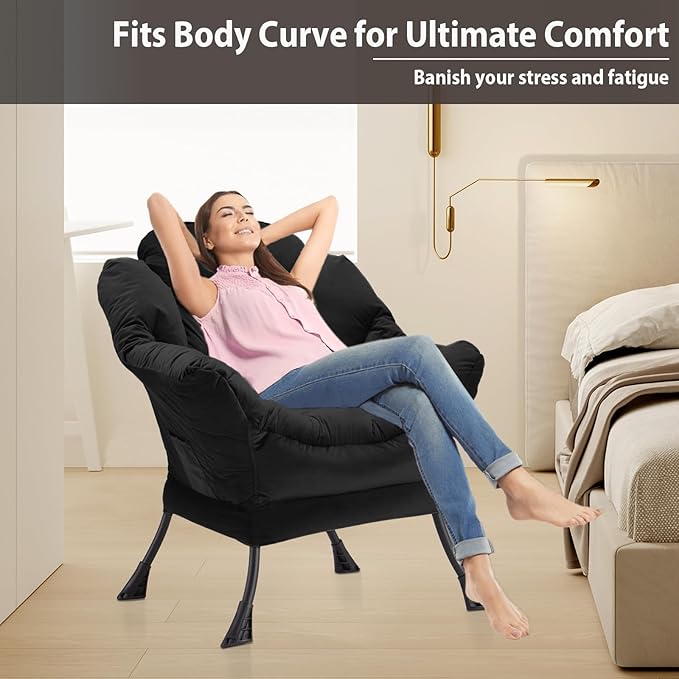 Lazy Chair Thick Padded, Comfy Velvet Accent Lounge Chair - Image 5