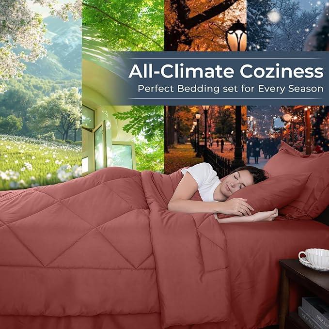 HEVUMYI Terracotta Twin Comforter Set - Image 3