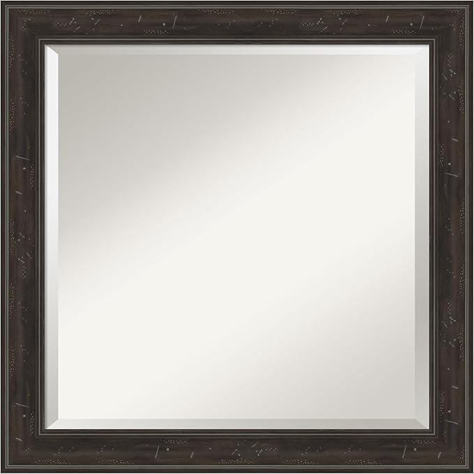 Amanti Art Brown Wall Mirror 24x24 Shipwreck Greywash Narrow Square Bathroom by AmantiArt