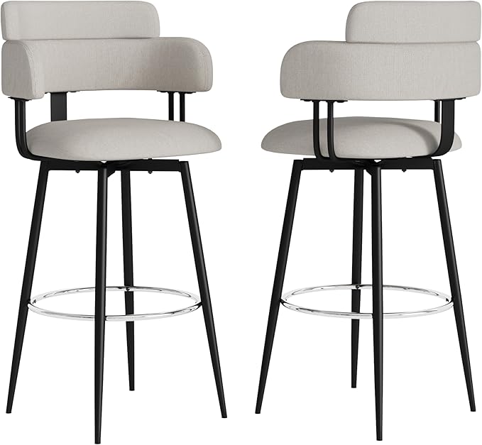 Swivel Bar Stools Set of 2, Counter Height Bar Stools - Image 9