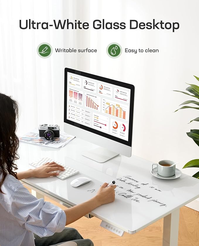 Marsail Glass Electric Standing Desk - Image 4