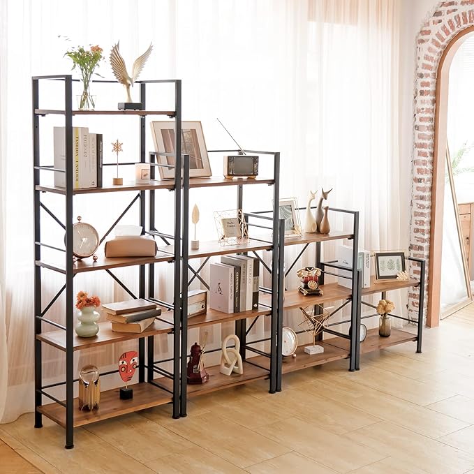 Crofy Rustic Bookshelf, 3 Tier Real Wood Bookshelf, Metal Book Shelf - Image 7