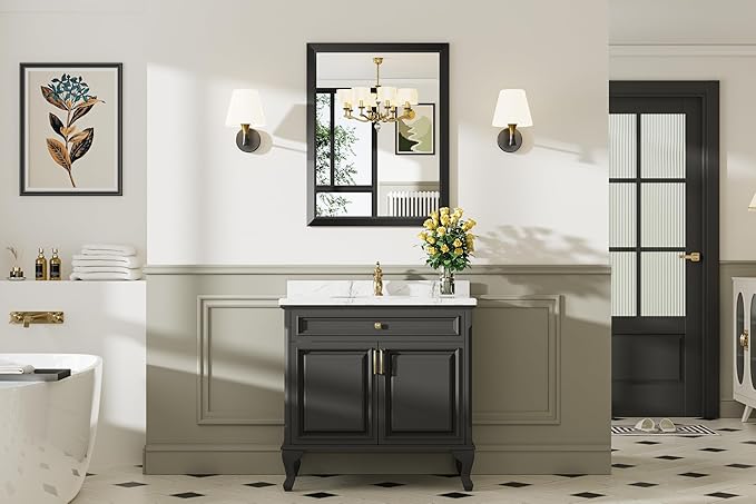 28x32 Inch Black Bathroom Mirror - Image 3