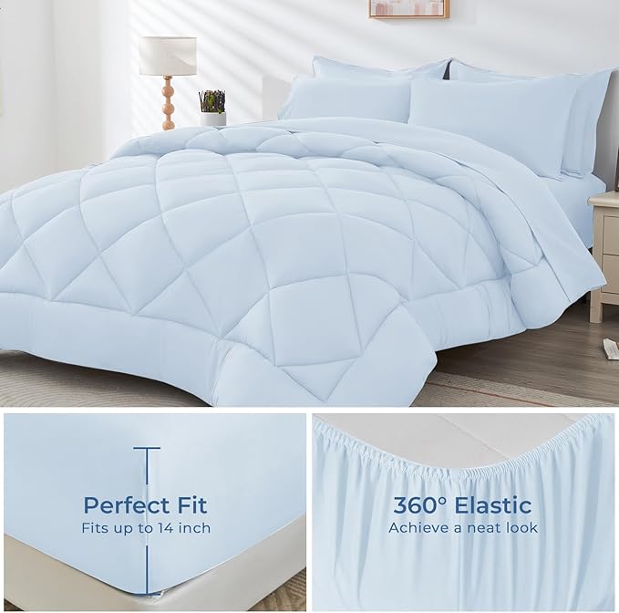 HEVUMYI Light Blue Twin-XL Comforter Set - Image 3