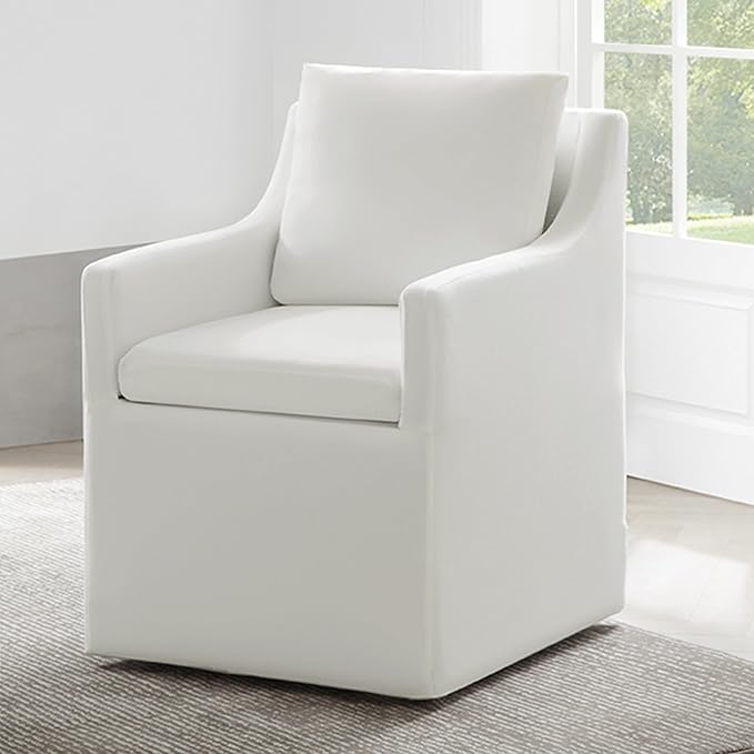 Upholstered Dining Chairs with Casters Washable Cover Side Deskchair with by Kislot