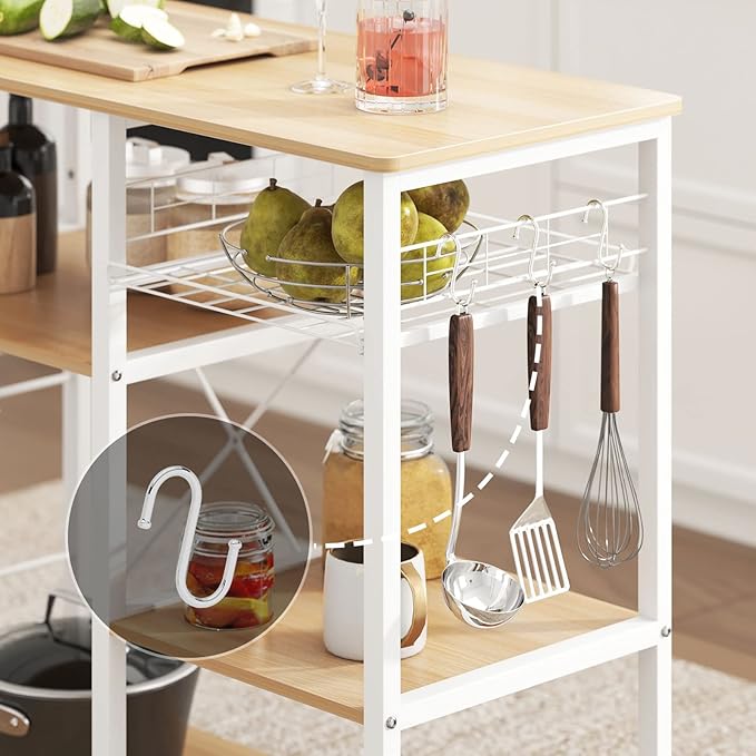 soges Kitchen Bakers Rack with 5 Hooks, Microwave Stand, Coffee Bar Station - Image 6