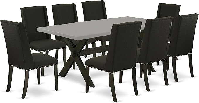 East West Furniture X697FL624-9 9 Piece Dining Room Furniture Set Includes a - Image 2