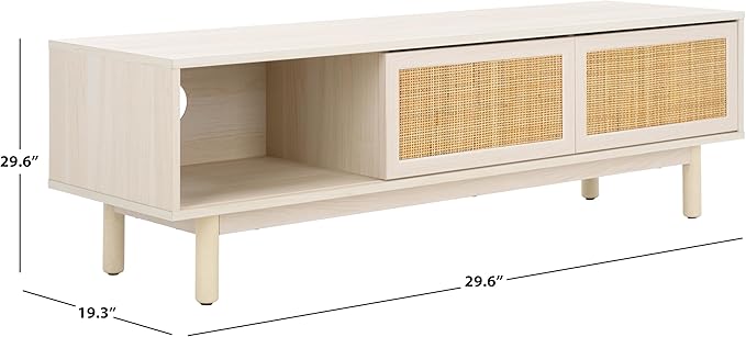 SAFAVIEH Aino TV Stand for up to 60" Flatscreen – Bleached White & Natural - Image 2