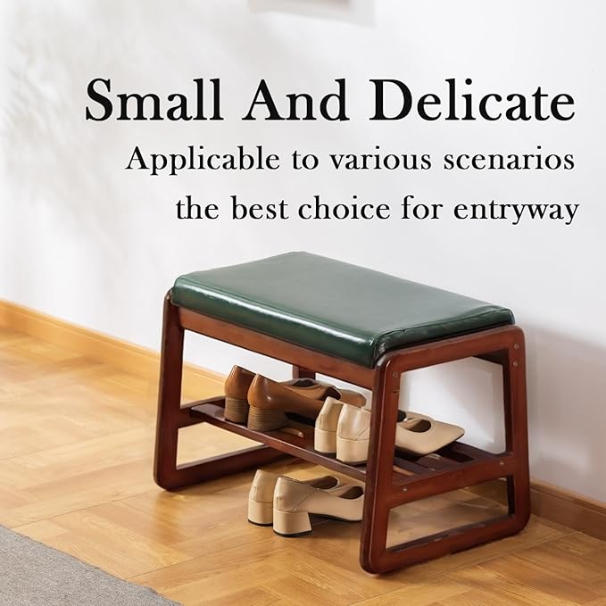 latifolia Solid Wood Bench, Entryway Shoe Bench - Image 4