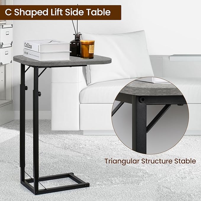 C-Shaped End Table for Couch, Adjustable Sofa Side Table - Image 6