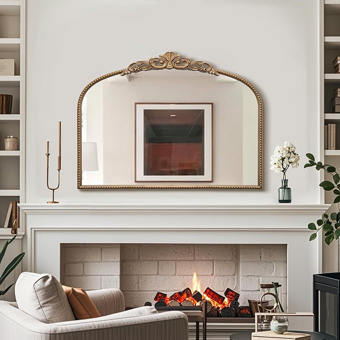 Micasso Gold Vintage Wall Mirror: 24"x 32" French Baroque Antique Arched Wall - Image 6