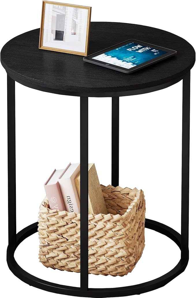 Yusong Round End Table, Nightstand Modern Bedside Table by Yusong