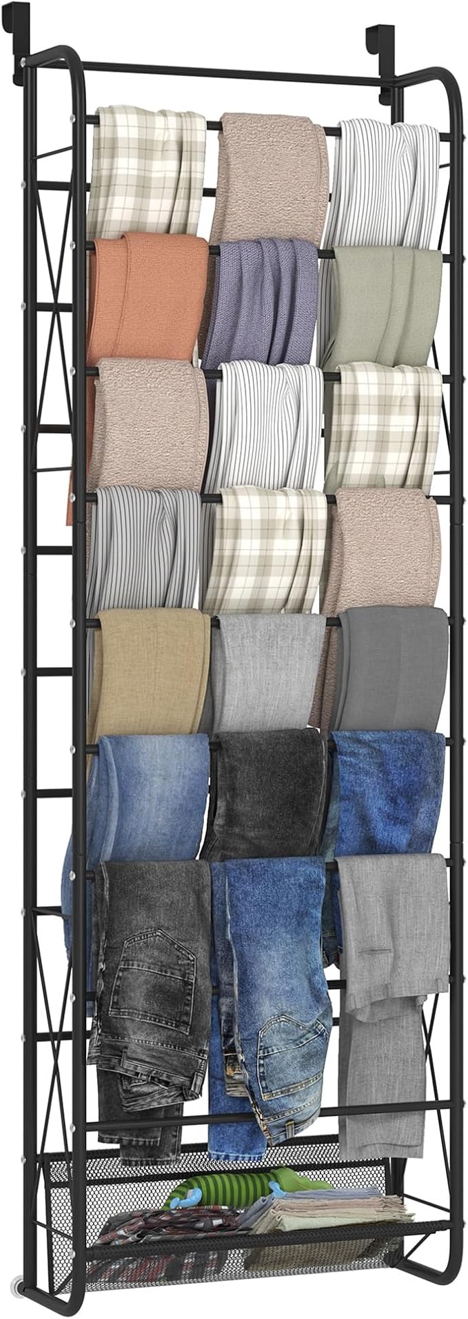 JSB 10 Tier Shoe rack Mesh fabric Over The Door Shoe Organizer X-structure - Image 4