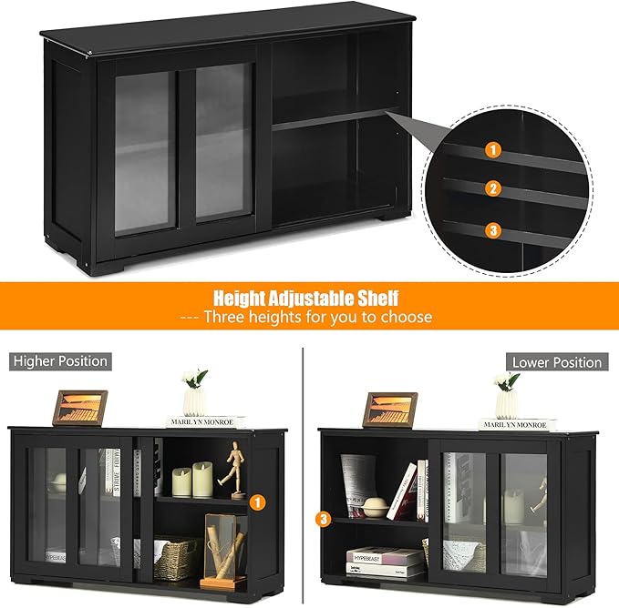 Costzon Sideboard Buffet Cabinet, Wooden Kitchen Storage Cabinet - Image 4