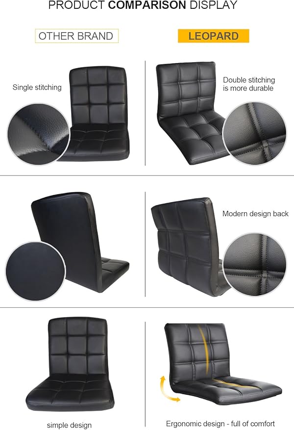 Leopard Modern Square PU Leather Adjustable Bar Stools - Image 4