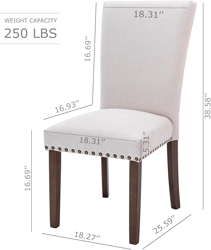 COLAMY Upholstered Fabric Dining Chairs Set of 6, High Back Padded Chairs - Image 3