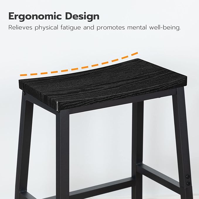 HOOBRO Bar Stools, 23.6 Inch Saddle Stools, Kitchen Counter Stools - Image 4