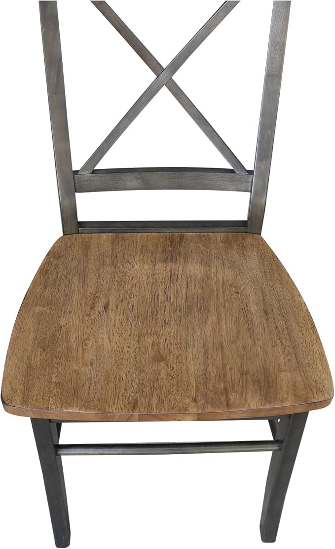 Set of Two X-Back Dining Chairs, Hickory/Washed Coal - Image 14