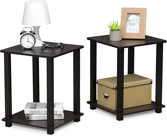 Furinno Simplistic Set of 2 End Table, Dark Walnut - Image 5