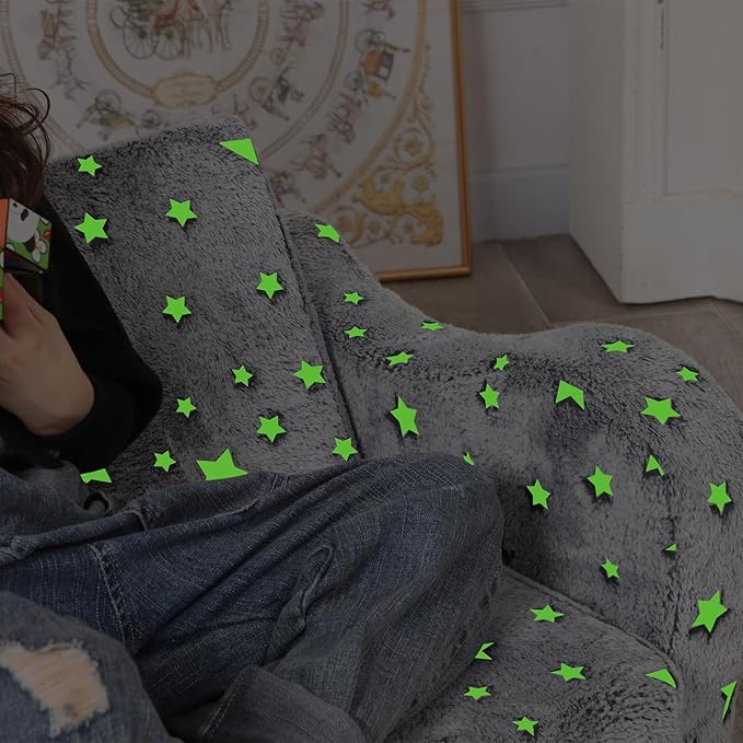 Star Glow in The Dark Toddler Couch, 2-in-1 Toddler Soft Couch Fold Out - Image 5