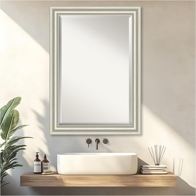 Amanti Art Bathroom Mirror for Over Sink, 30x42 Sophia Silver Rectangle Vanity - Image 5