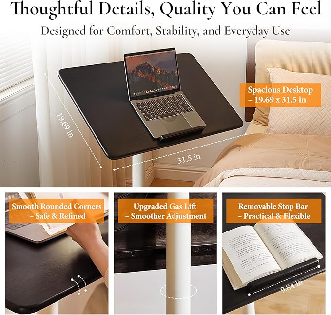 Adjustable Computer Desk, Solid Wood Folding Desk - Image 8