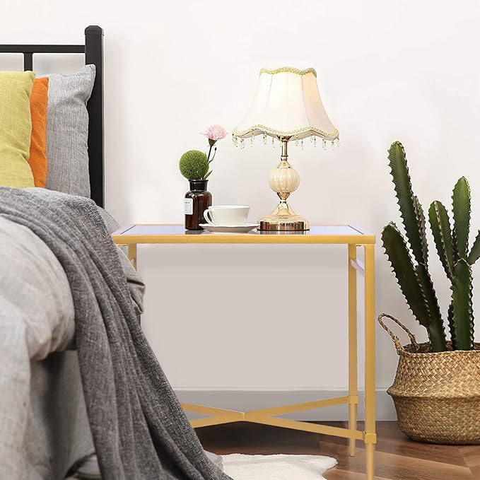 Gold End Table, Rectangle Side Table - Image 8