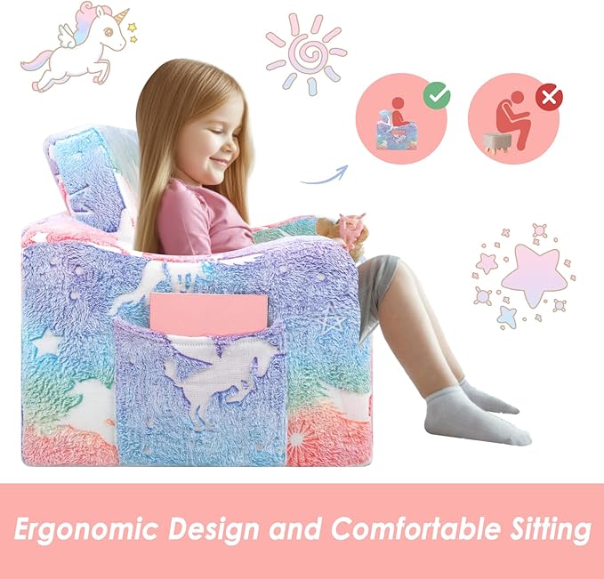 Kids Couch Extra Large, Glow in The Dark 2-in-1 Folding Kids Sofa Bed - Image 7