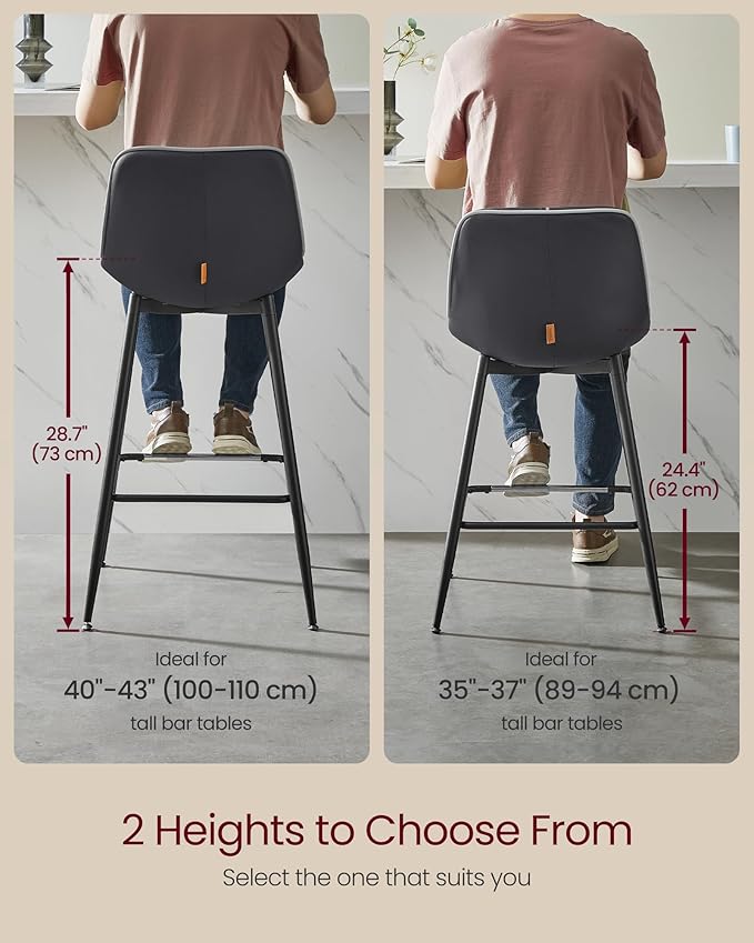 VASAGLE Bar Stools Set of 2, Bar Height Bar Stools - Image 3
