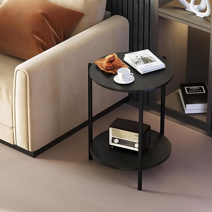 Round Side Table, 2-Tier Circle End Tables - Image 7