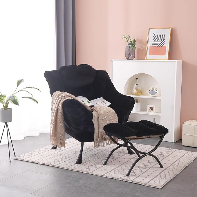 Lazy Chair with Ottoman, Modern Accent Chair Lounge Leisure Sofa Chair with - Image 2