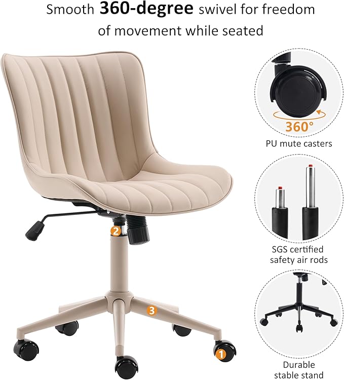 YOUNIKE Cream Home Office Desk Chair - Image 4