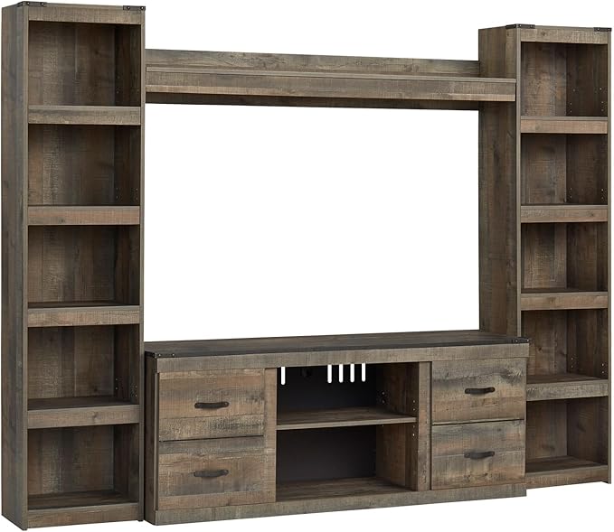Signature Design by Ashley Trinell Rustic 4-Piece Entertainment Center by SignatureDesignbyAshley