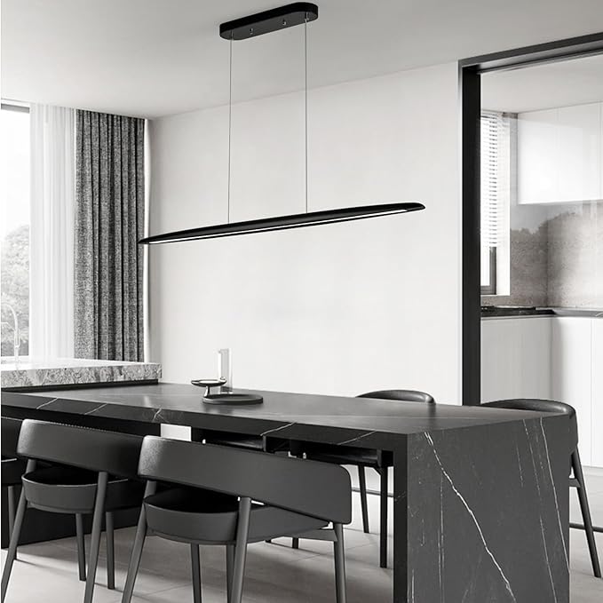 59inch Integrated Led Pendant Light 40w Dimmable Wood Black Linear Pendant - Image 4
